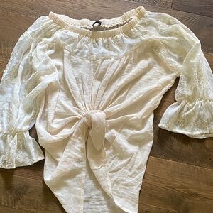 Off shoulder lace and  Cream Blouse